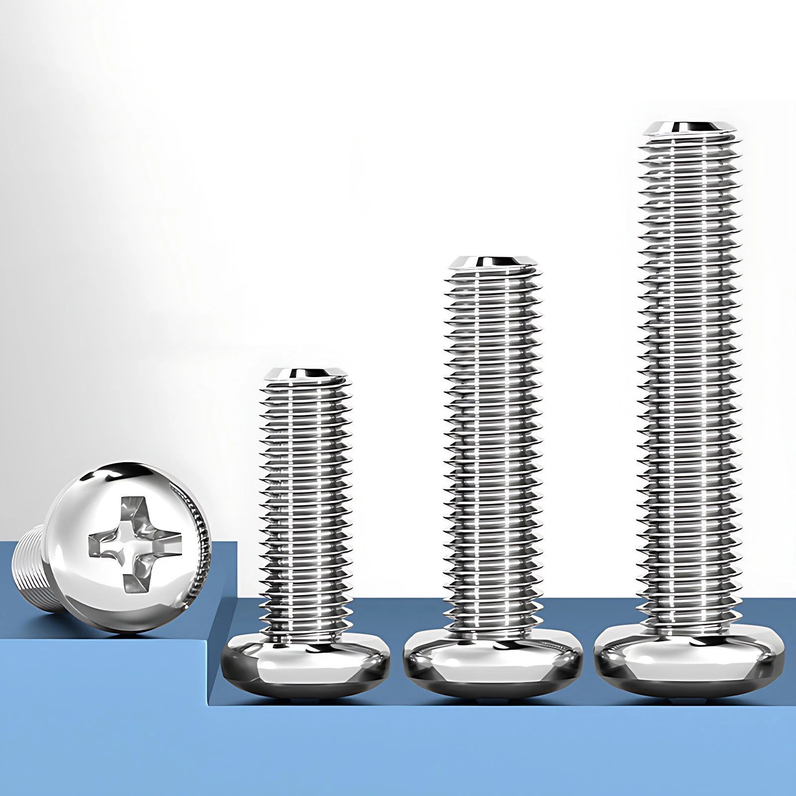 M2 M3 M4 M5 M6 M8 A4 Stainless Steel Phillips Pan Head Machine Screws – DIN 7985, Fully Threaded (4–80mm)