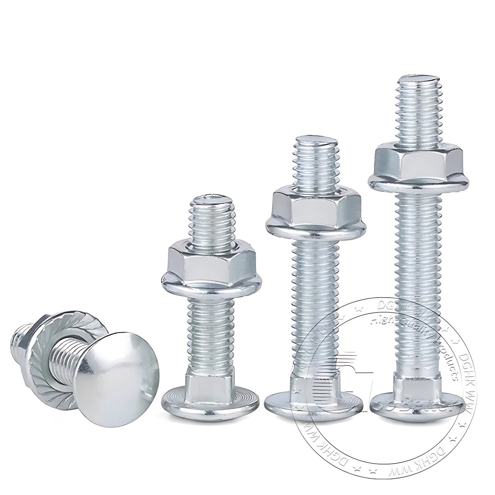 Cup Square Carriage Bolts with Hex Nut — Zinc Plated, M4 to M12