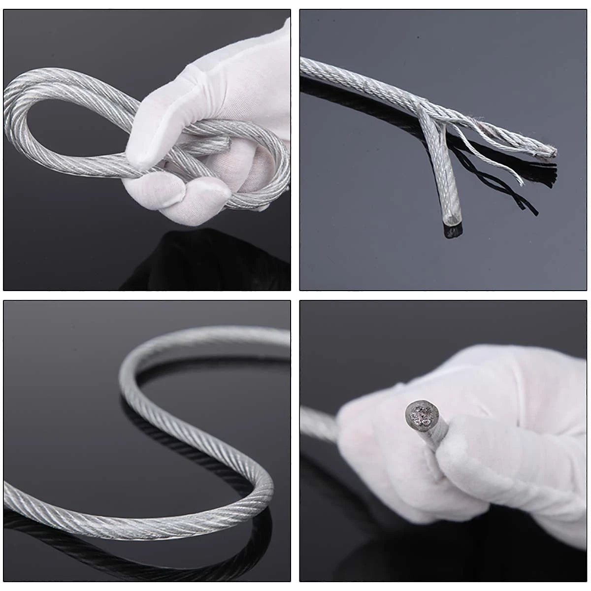 A2 Stainless Steel Wire Rope Metal Cable Rigging Clear PVC Coated 7x7 6mm - 12mm