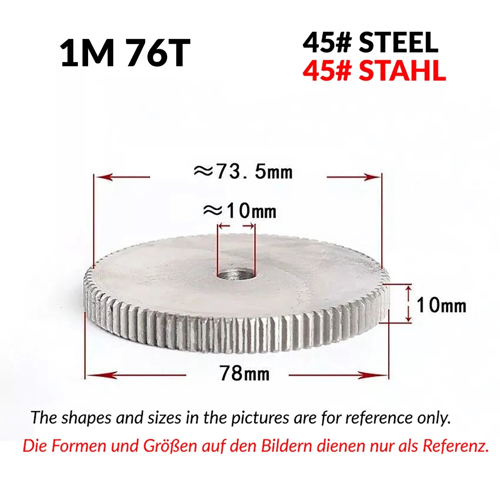 1/1.5/2 Mod 12T-150T Spur Gear 45# Steel Pinion Gear Thickn10-20mm Transmission
