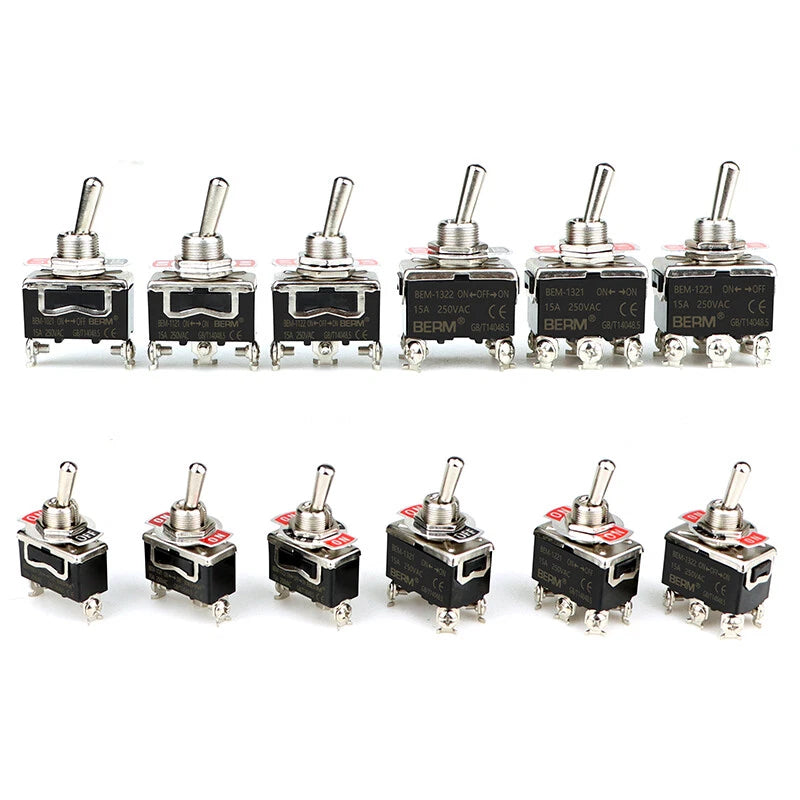 Waterproof Toggle Switch BERM Series — 15A 250V, 2/3 Position, 2–6 Pin, Latching & Momentary, Car Boat Panel