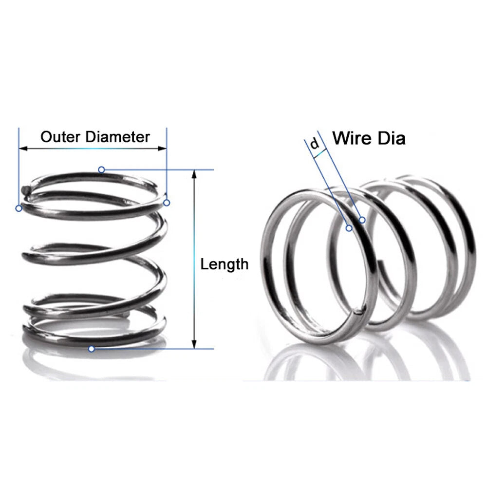 10Pcs Wire Dia 1.4/1.5mm 304 Stainless Steel Spring OD 9-25mm Compression Spring