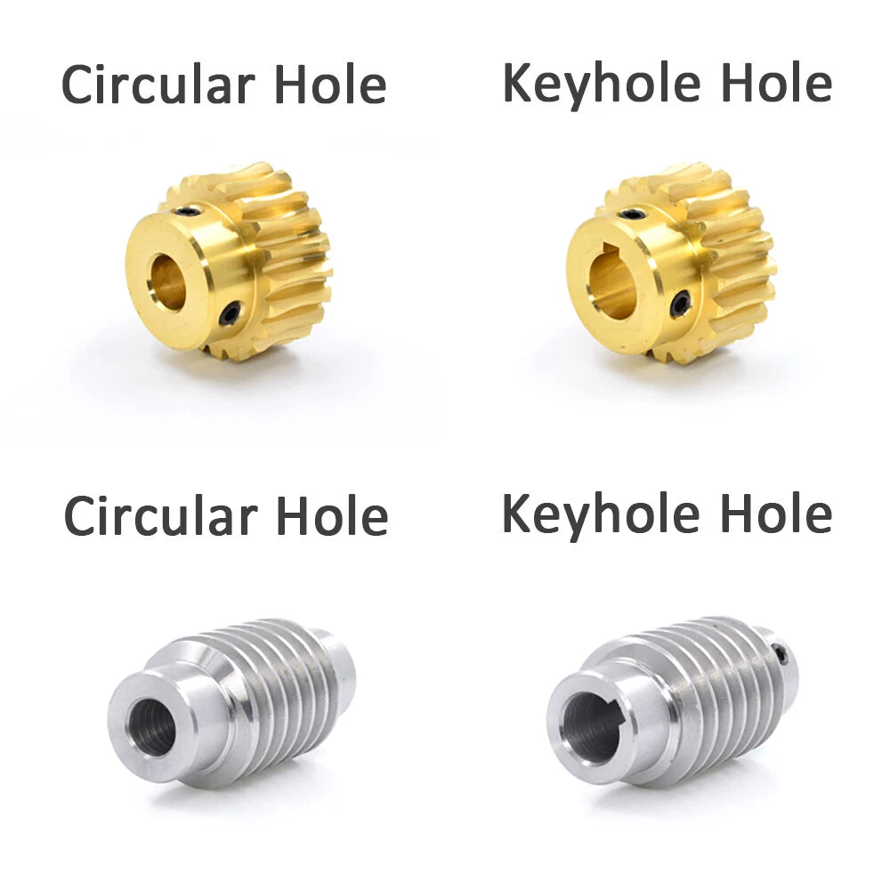 0.5/0.8/1/1.5 Module, 20 to 60 Teeth, Brass Worm Wheel Gear Shaft Hole 4mm-12mm