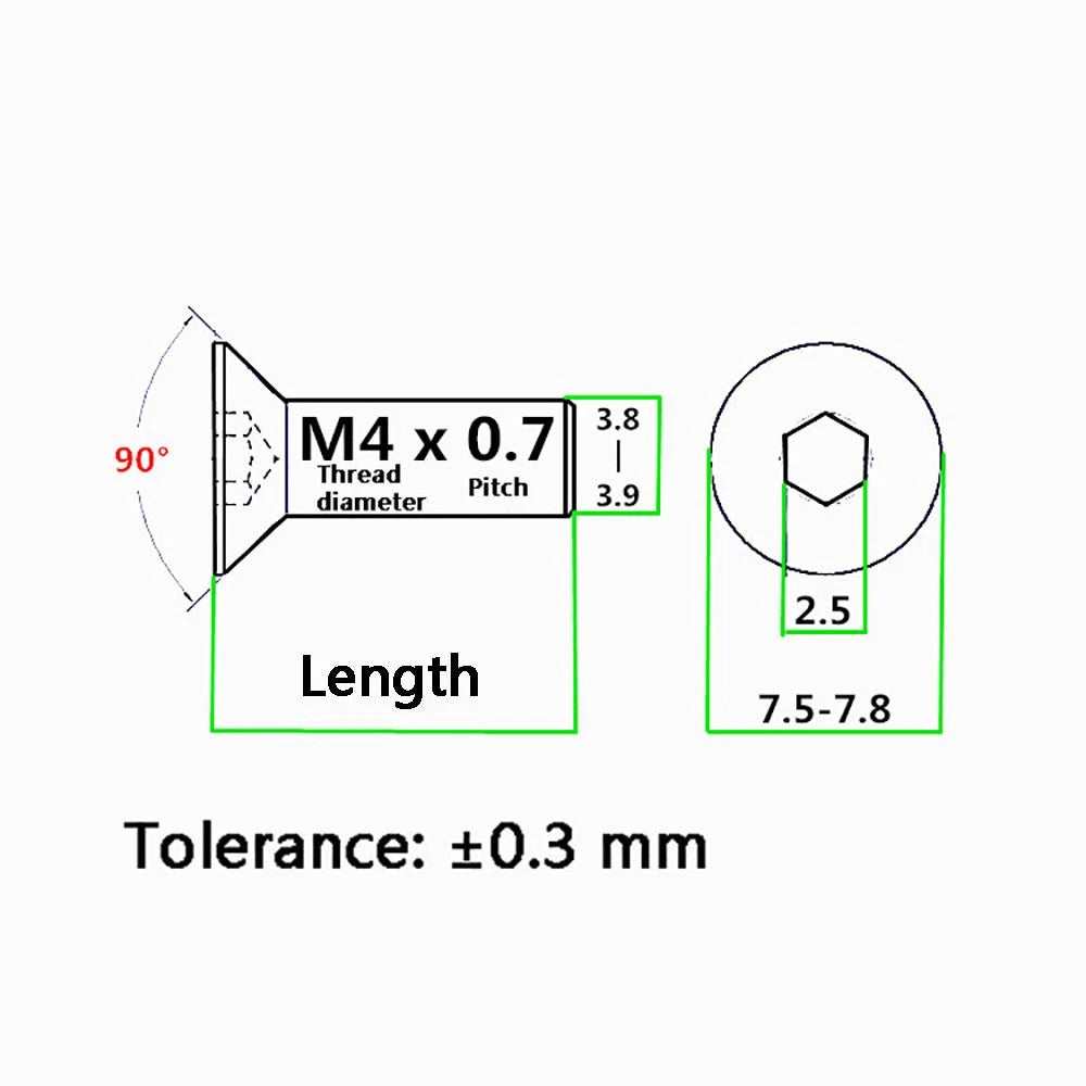 M3.5 / M4 Countersunk Hex Socket Screws — Anodized Aluminum Alloy, 10 Colors