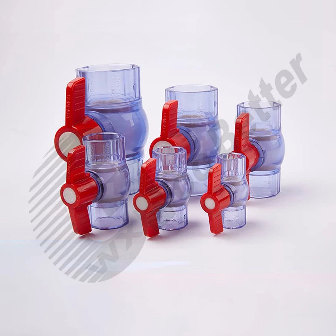 UPVC Ball Valves Clear Φ20mm Φ25mm~Φ63mm UPVC Plumbing Fittings On Off Valves