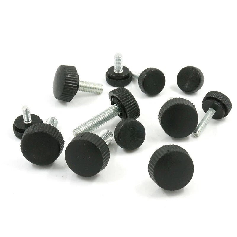 Plastic Round 12 Knurled Thumb Screws – Black, M3 M4 M5 M6, Zinc‑Plated Steel (Hand Knob Bolts) - HomeDIYer