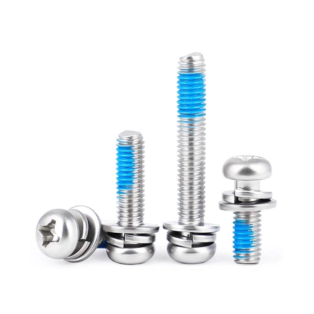 A2 Stainless Steel Phillips Pan Head Machine Screws with Flat & Spring Washers — M2 to M10 - HomeDIYer