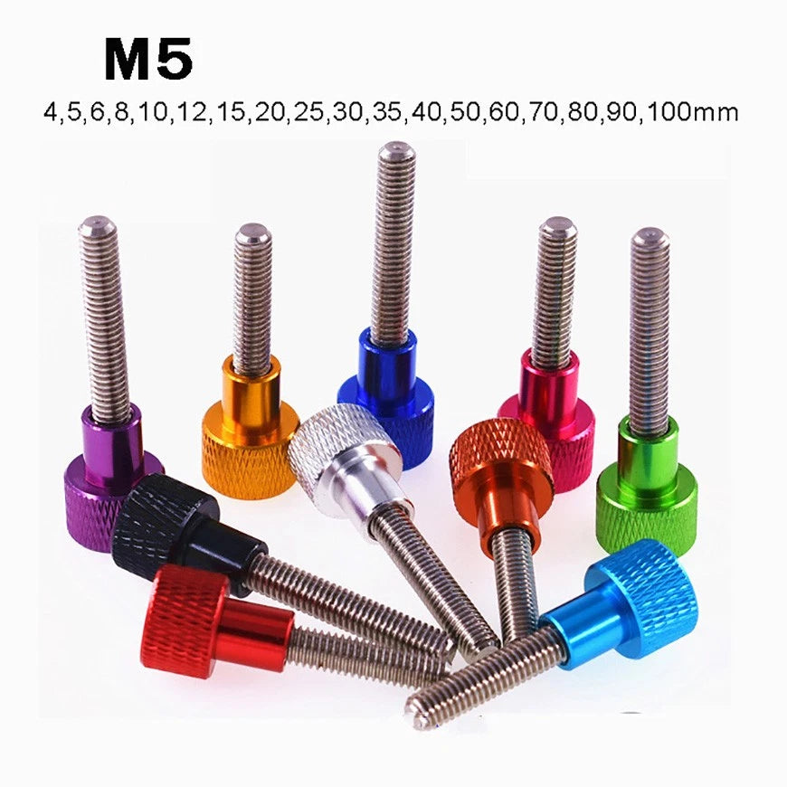 M5*5-100mm High Knurled Thumb Screws, Aluminium Nut + Stainless Steel Thread Rod