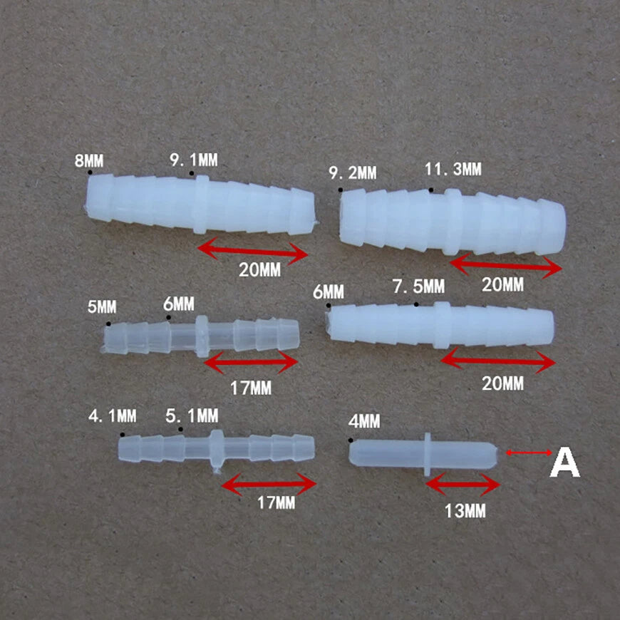 Plastic Barbed Straight Connector Pipe Hose Joiner Fittings Air Water 2.4-3.2mm