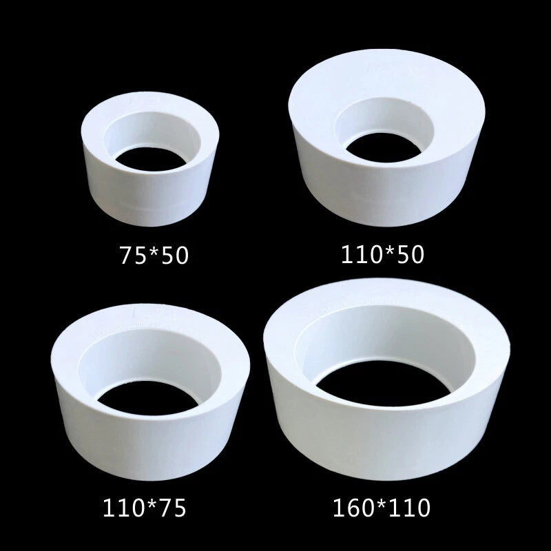 PVC Pipe Eccentric Reducing Bushing Fittings Connector Joints ID 50-160mm White