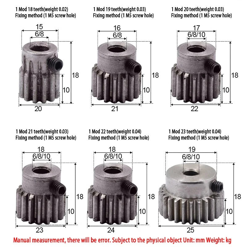 Mod 1 Steel Pinion Gear Spur Gears 12-30 Teeth 6-15mm Bore With Screw Hardened