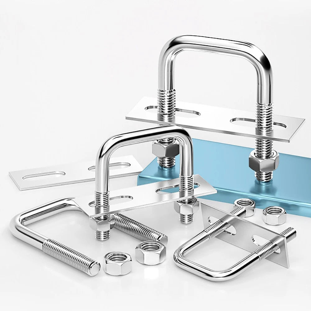 M8 Square U - Bolts Stainless Steel A2 with Plates and Nuts — Multiple Sizes - HomeDIYer
