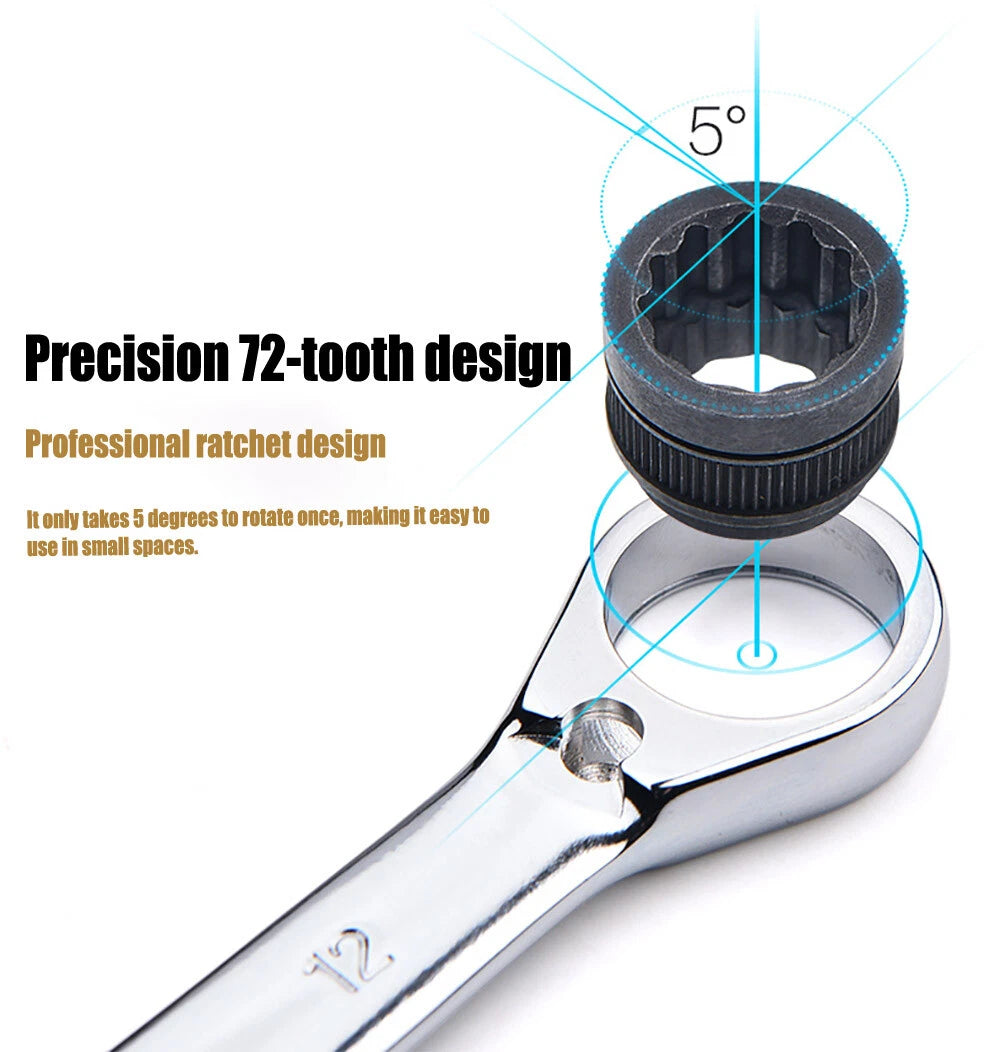1× Four Sizes In One Ratchet Wrench 8-24mm Quick Spanner Wrench Auto Repair Tool