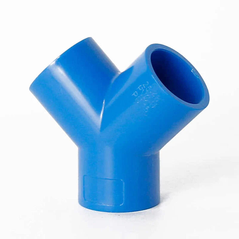 Blue PVC Pipe Fittings Y-Shape Wye Connector Adapter Solvent Weld ID 20mm - 63mm