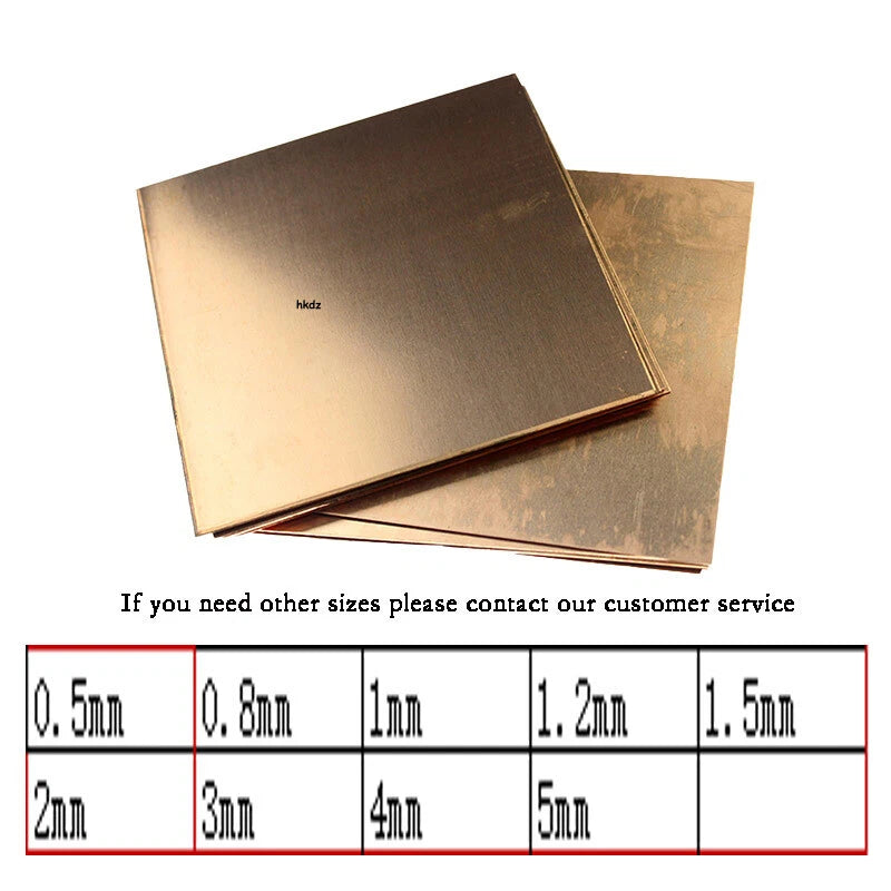 T2 Pure Copper Sheet Metal Plate Board Thick 0.5mm-5mm Laser Cut Multiple Size