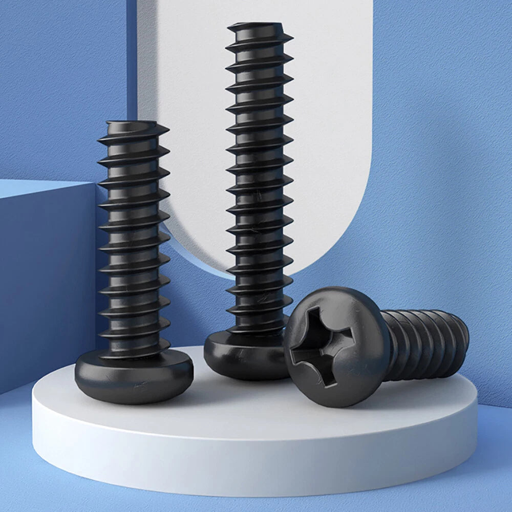 Assorted Pan Head Self Tapping Screws – Black Zinc, M1.4–M4