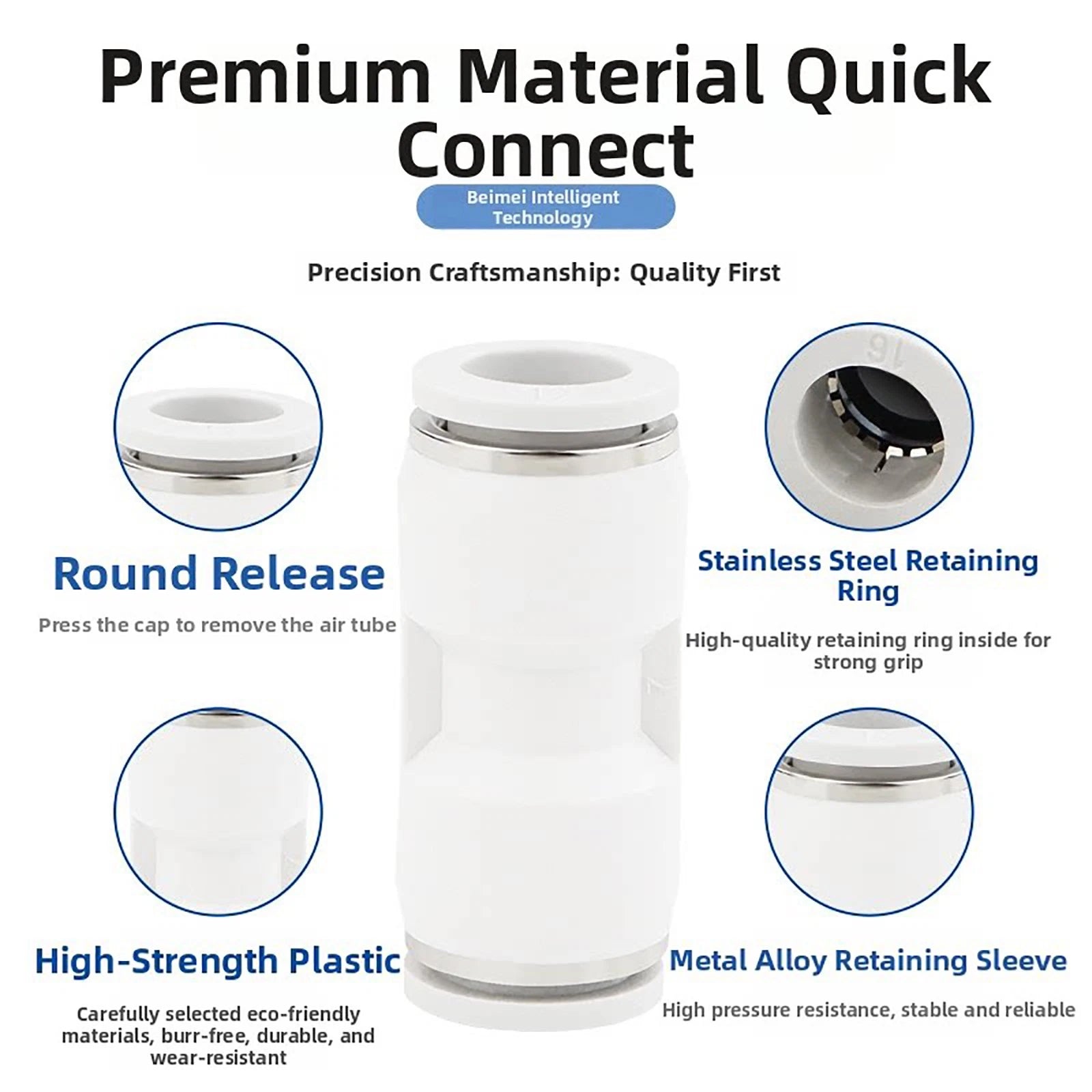 Pneumatic Push Fit Connectors Air Hose Speed Push In Fittings PU PE PY PG PEG