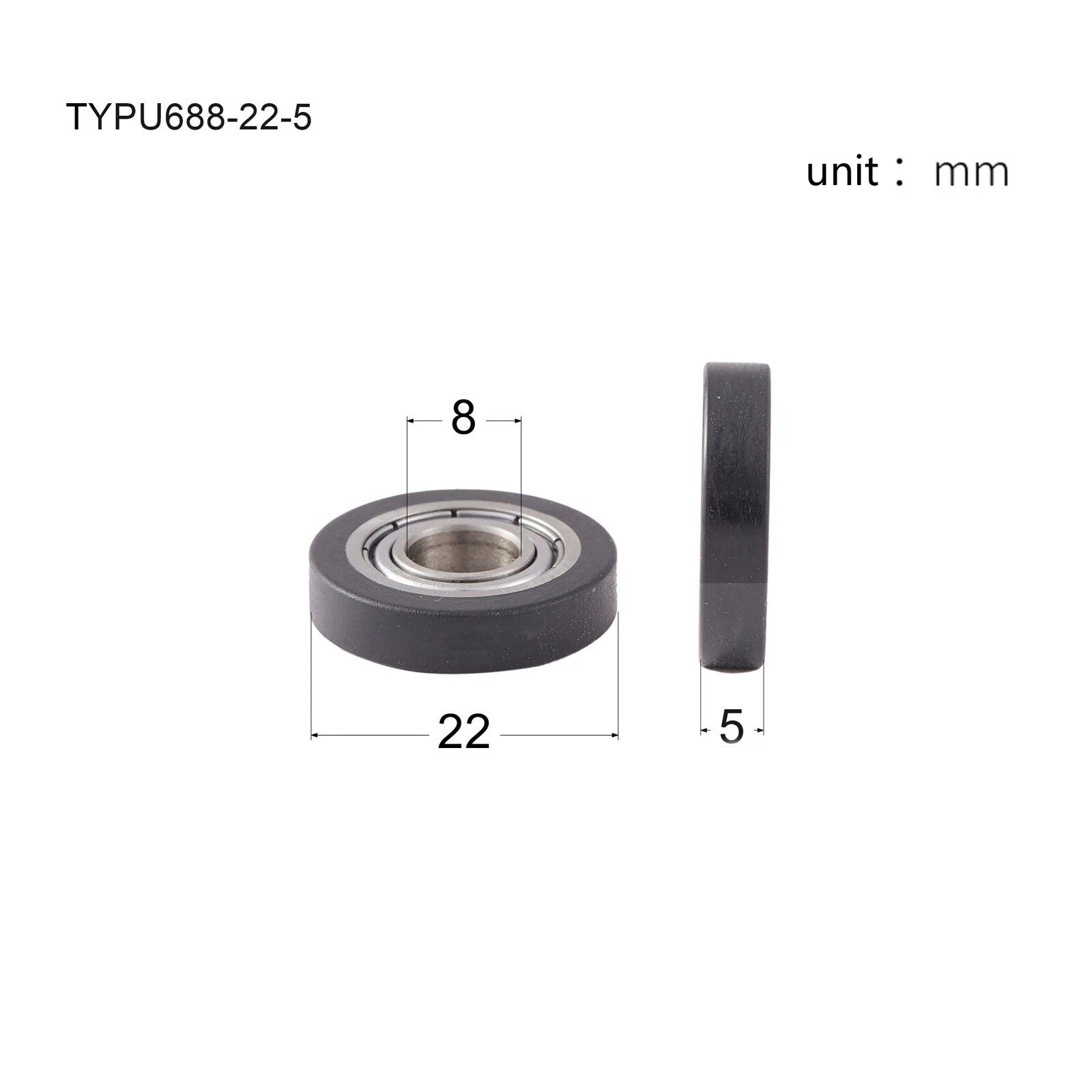 Polyurethane Molded Ball Bearings Pu Rubber Coated Roller Pulley Guiding Wheel