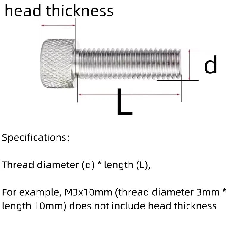 Knurled Thumb Screws A2 Stainless Steel — Flat Head Thumbscrew Bolts M2 M2.5 M3 M4 M5 M6 M8
