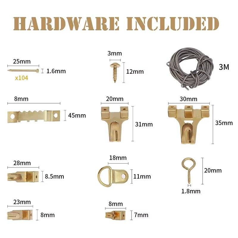 250 Pcs Heavy Duty Picture Hangers Hanging Kit with Level Frame Include Hooks Nails Hanging Wire D Ring Triangular R - HomeDIYer