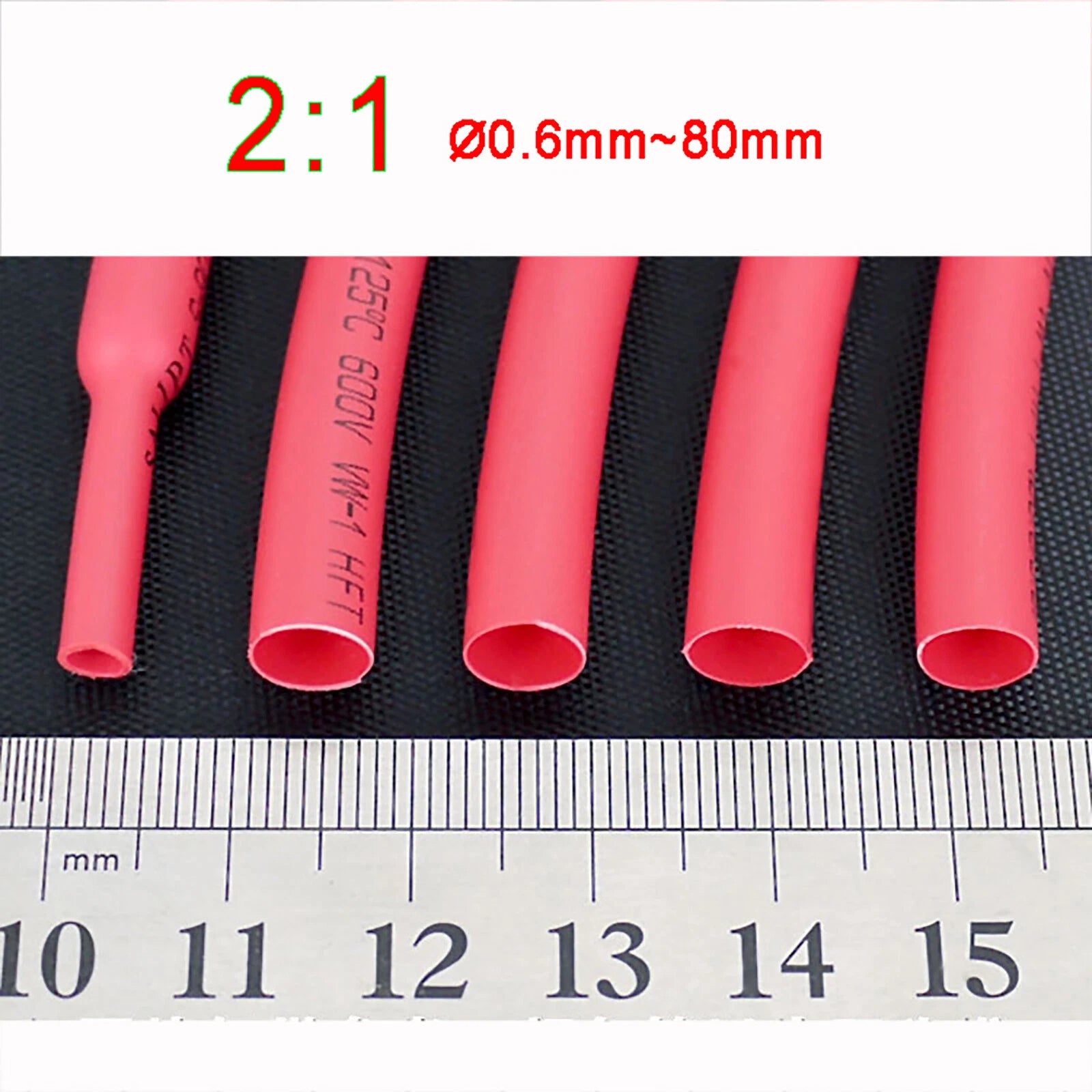 Red Heat Shrink Tubing 2:1 Ratio — Electrical Wire Sleeving & Cable Wrap