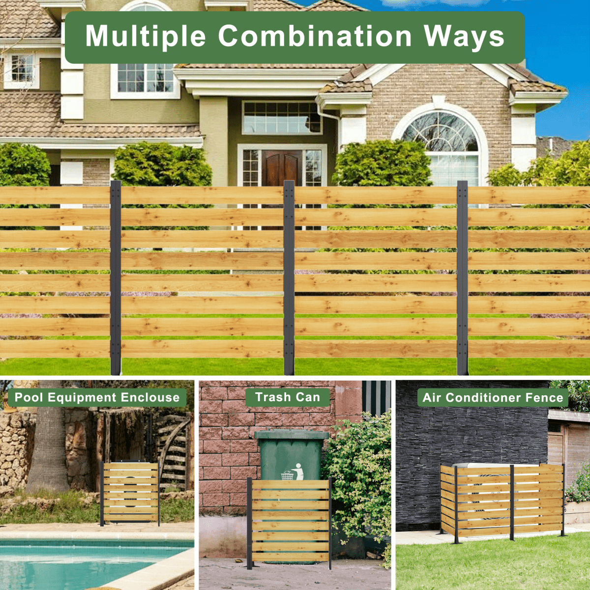 55"x38.5"W (2 Panels) Cedar Wood Privacy Screen, Outdoor Privacy Walls, Privacy Wood Fence for Pool Equipment Enclosure, Trash Can Enclosures, Air Conditioner Fence - HomeDIYer