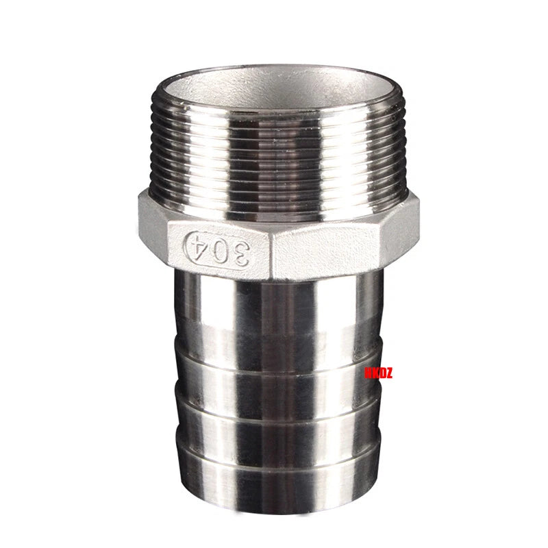 BSP Male Thread Barb Hose Tail Connector 304 Stainless Steel — 1" to 3"