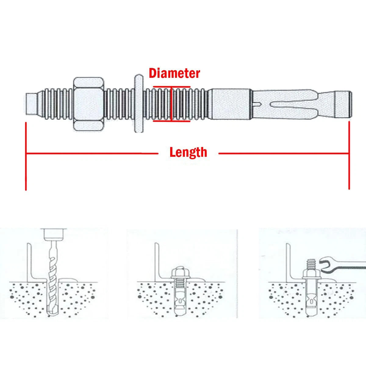 Through Bolts Wall Expansion Anchor Bolts A2 304 A4 316 Stainless Steel