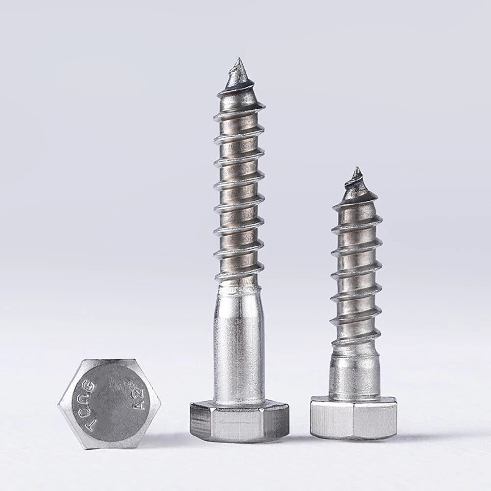 M12 A2 Stainless Steel Hex Head Lag Bolts – DIN571 Wood Screw, Multiple Lengths & Quantities