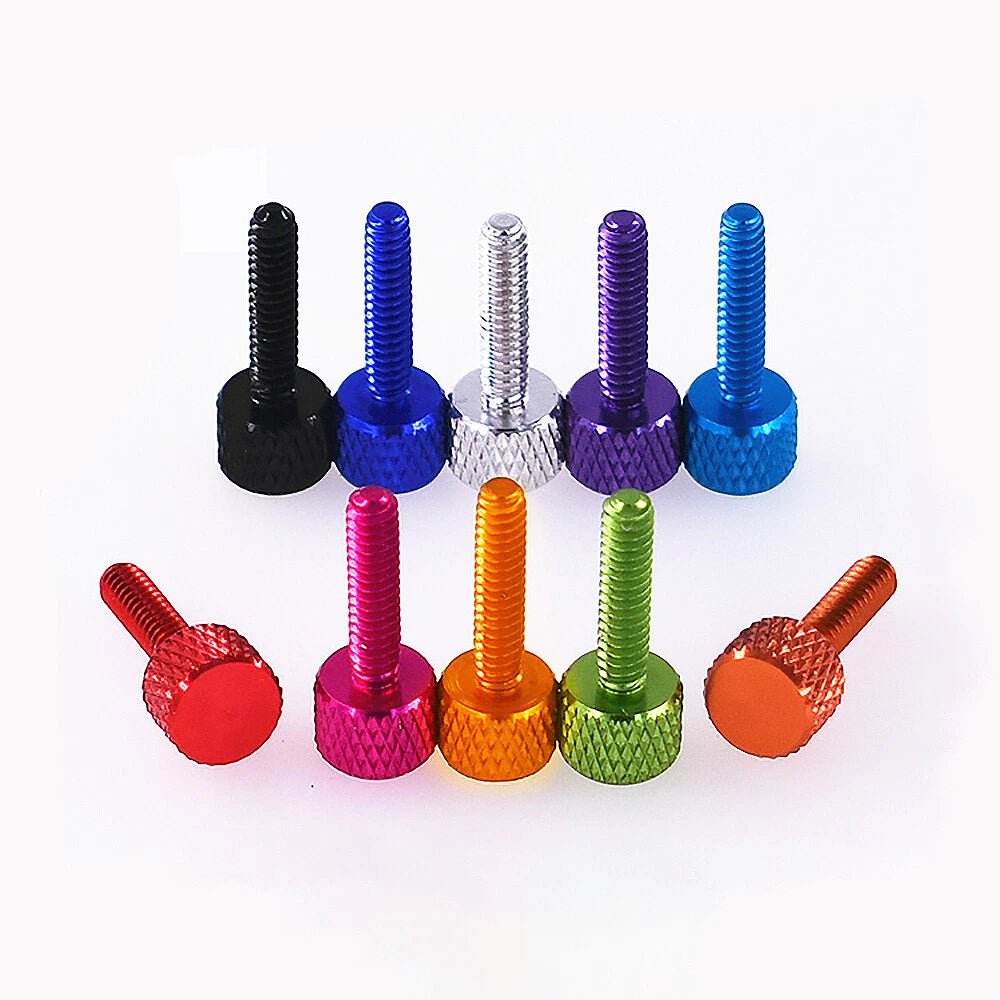 Aluminum Knurled Thumb Screws 6 - 32 × 16mm – Flat Head Set Screws in 10 Colors for DIY, Electronics & Panel Fastening - HomeDIYer