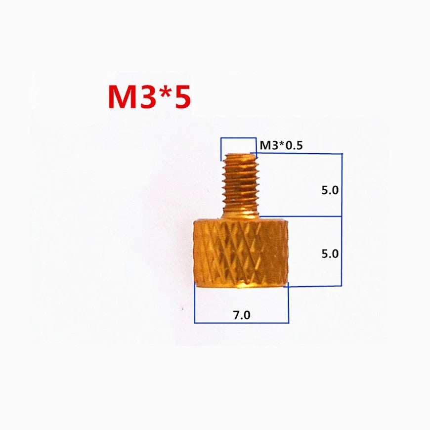 M3×5mm Knurled Thumb Screws – Anodized Aluminum Flat Head, 10 Colors