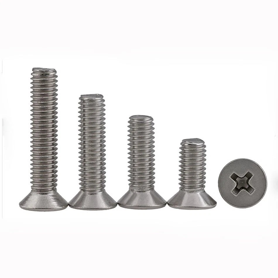 A2 Stainless Steel Phillips Countersunk Flat Head Machine Screws M3 GB/T 819 — 4mm to 80mm, Variable Pack Quantities