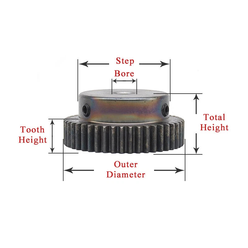 1 Mod 49-55 Teeth Spur Gear Transmission Gear With Step 45# Steel Motor Gears