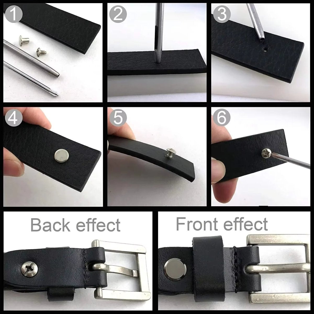 150 Sets Round Flat Head Screws Buttons Metal Screwback Studs Rivets for Leather Crafting 8MM (Mixed in Box) - HomeDIYer