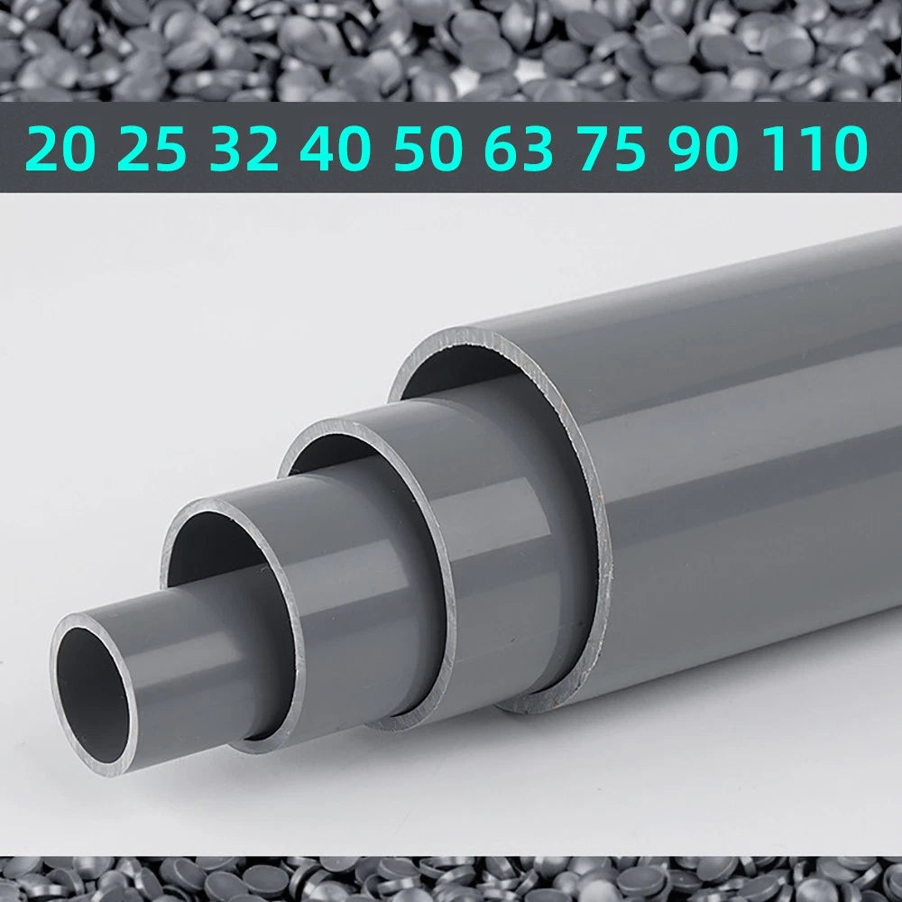 Grey PVC Round Tube Pipe – Solvent Weld | OD 20–110mm | 200mm & 500mm Lengths