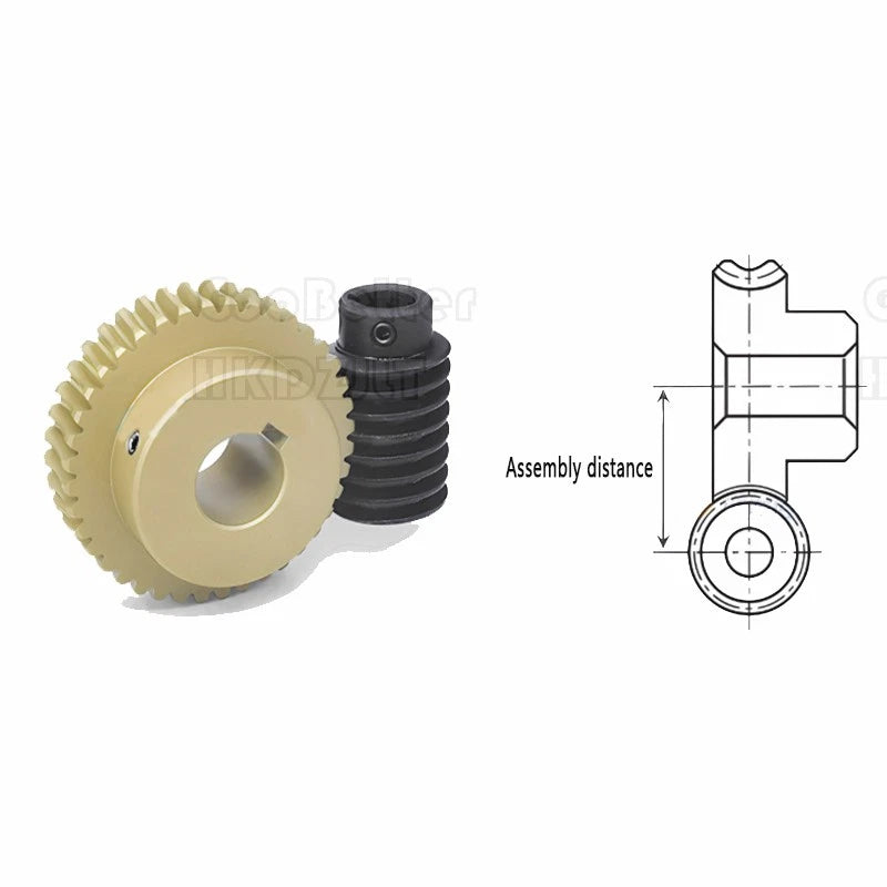 Mod 1.5 Worm Gear Wheel Brass 40 Tooth Worm Shaft 45# Steel Precision Ø 8-20 mm