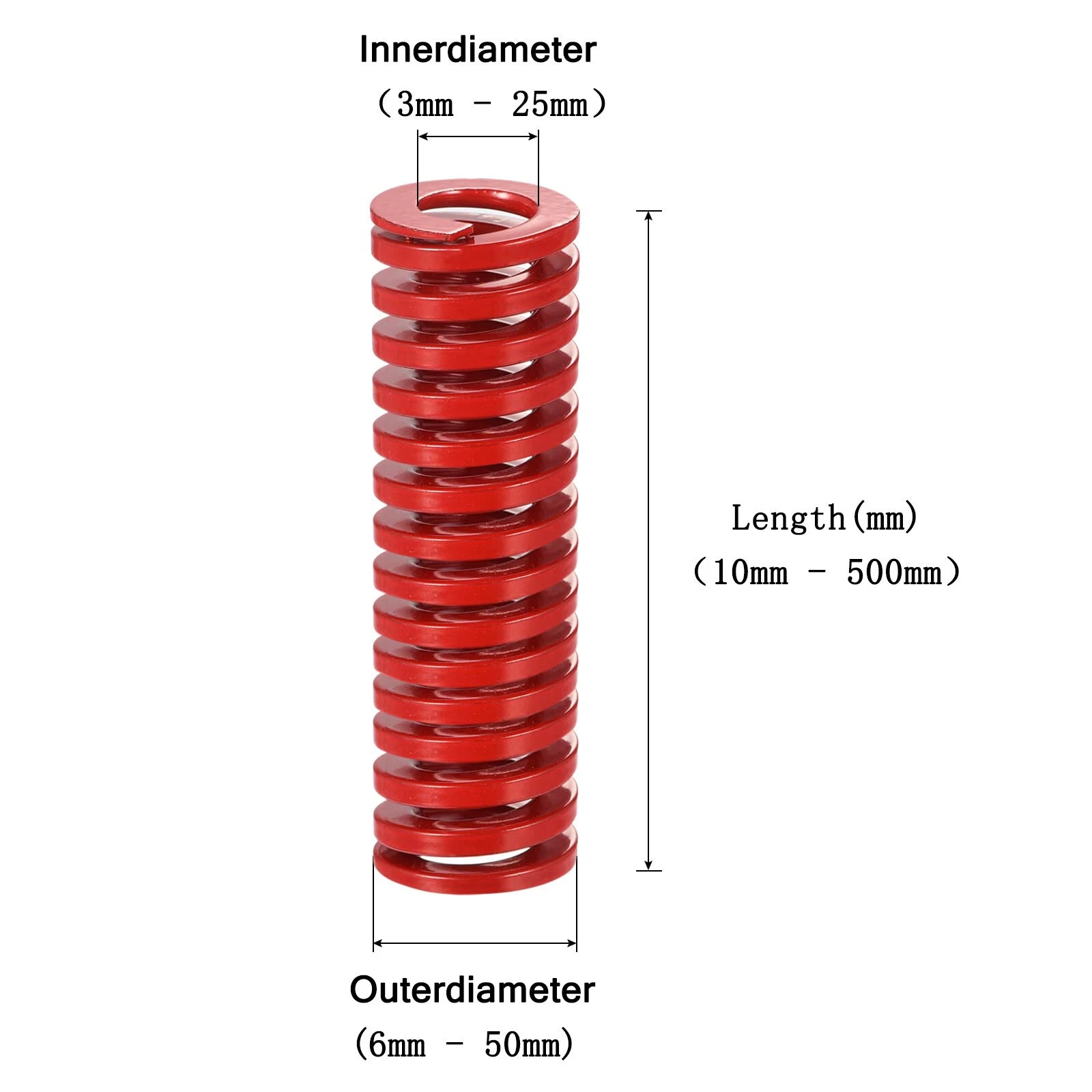 Medium load Compression Die Spring 6mm-50mm Diameter & Up To 500mm Long JIS