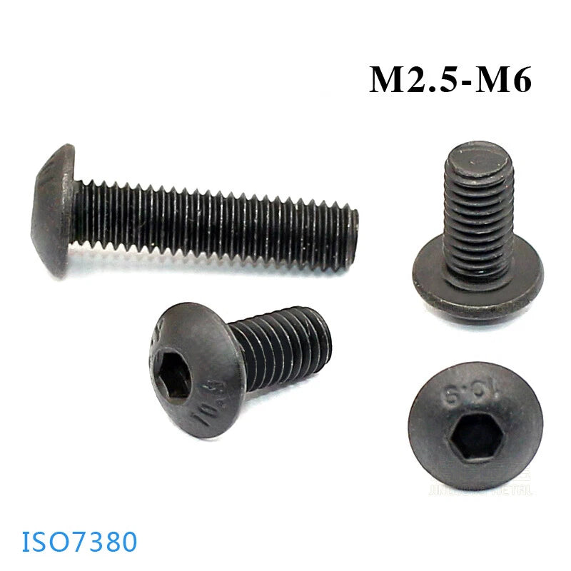 M2.5–M6 Socket Half Round Head Screws – Carbon Steel, Hex Drive, Fully Threaded (5–60mm Lengths)