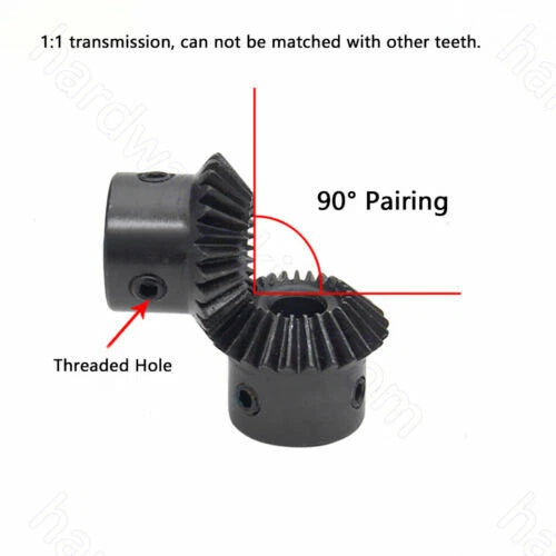 Mod 1/1.5/2 Bevel Gear 15T-30T Bore 5 6 6.35 8 10 12 - 16 mm 90° 1:1 1:2 Using