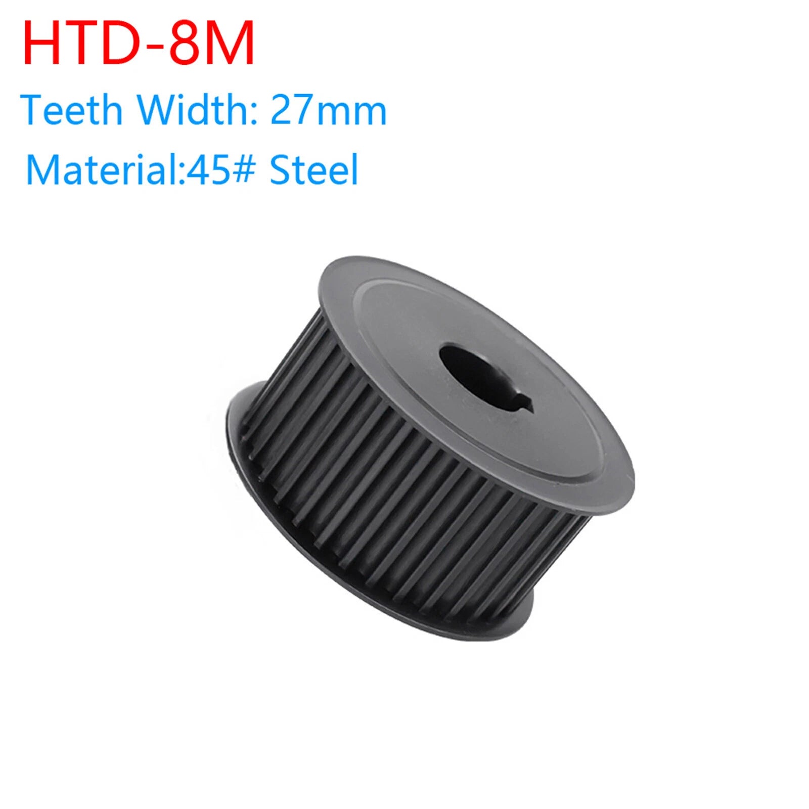 HTD-8M 12-40T Timing Belt Pulley CNC Drive Wheel Wide 27mm With Keyway 45# Steel
