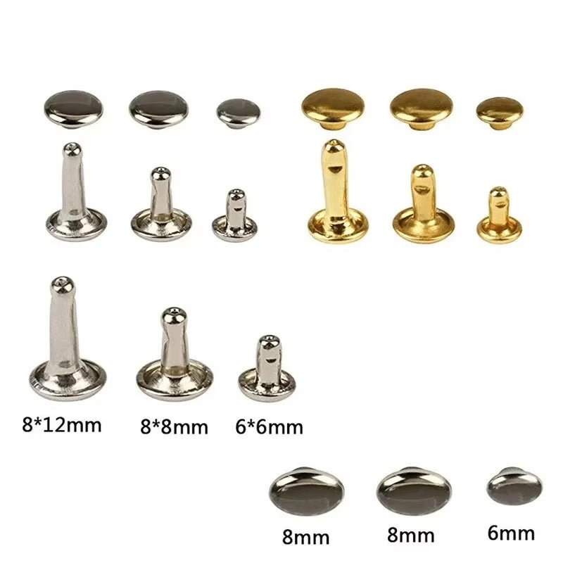 Metal Double Cap Rivets Studs Round Rivet for DIY Leather Craft Bag Belt Clothing Garment Shoes Pet Collar Fixing Tools - HomeDIYer