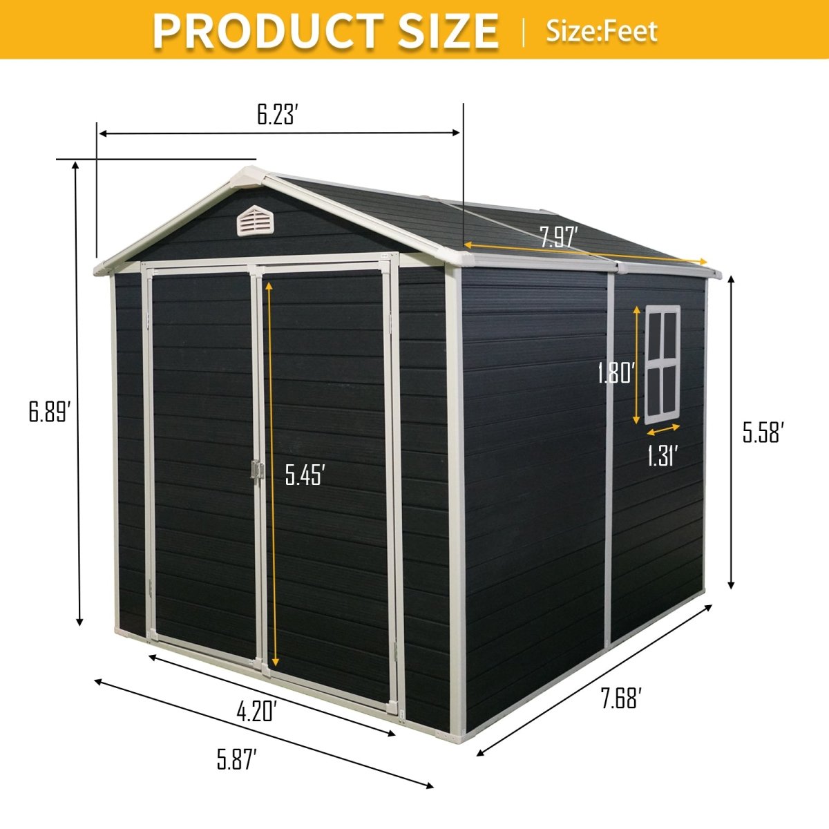 6x8ft Resin Outdoor Storage Shed Kit - Perfect to Store Patio Furniture,Black - HomeDIYer