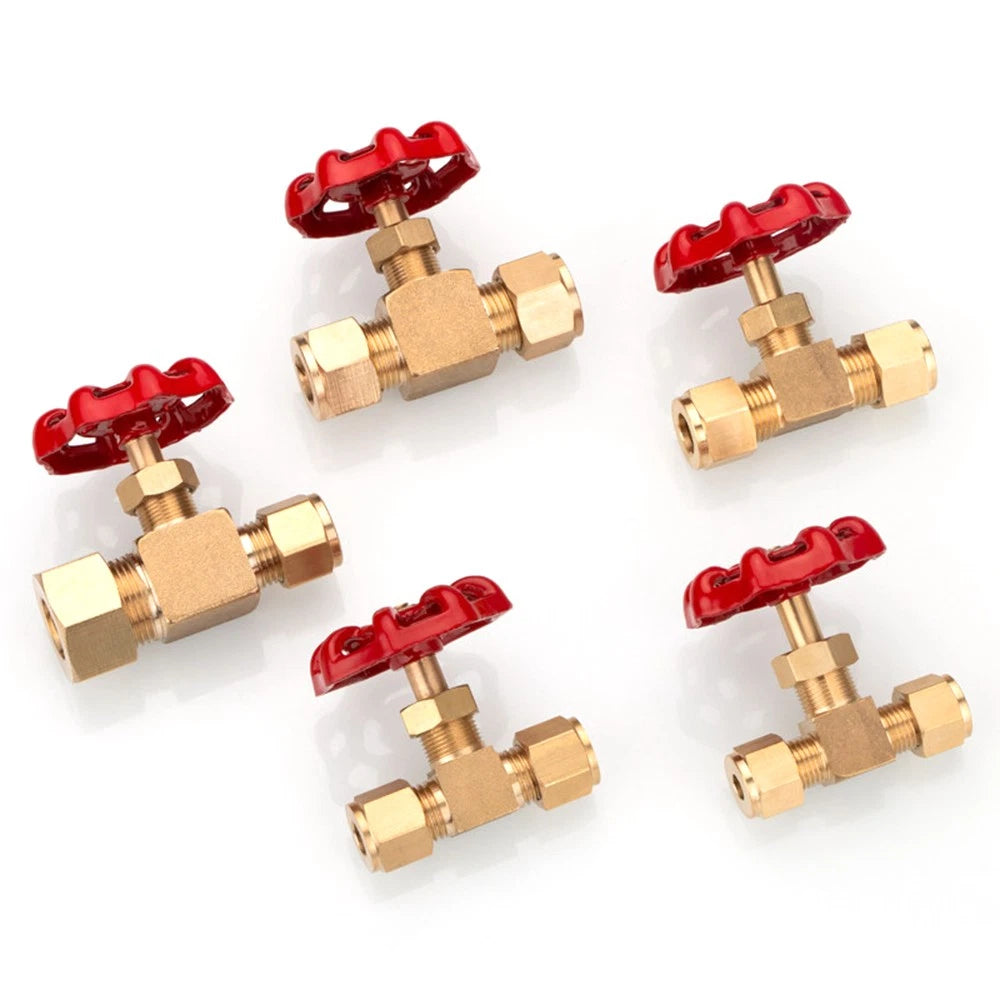 Brass Double Compression Fittings — Straight, 90° Elbow & Shut Off Valve