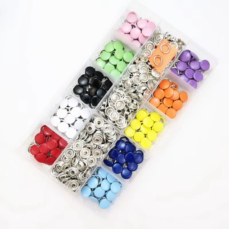 10 Colors Metal Sewing Buttons Hollow Solid Prong Press Studs Snap Fasteners For Clothes Bags 100/200 Set - HomeDIYer