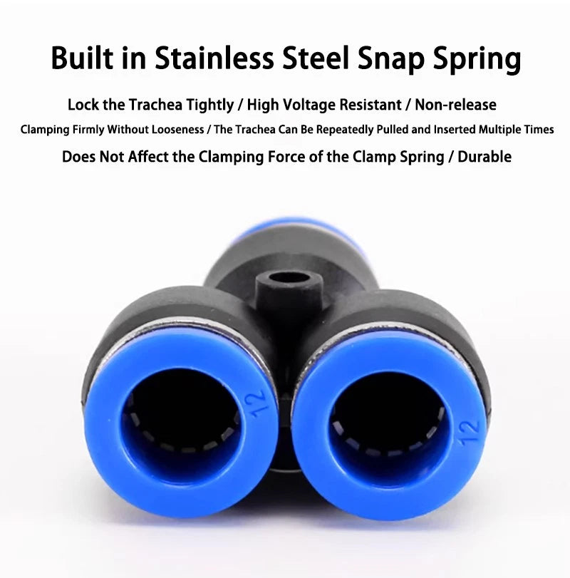 Plastic Pneumatic Hose Splitter Connector — Y-Shape PY & Equal Tee PW Fittings
