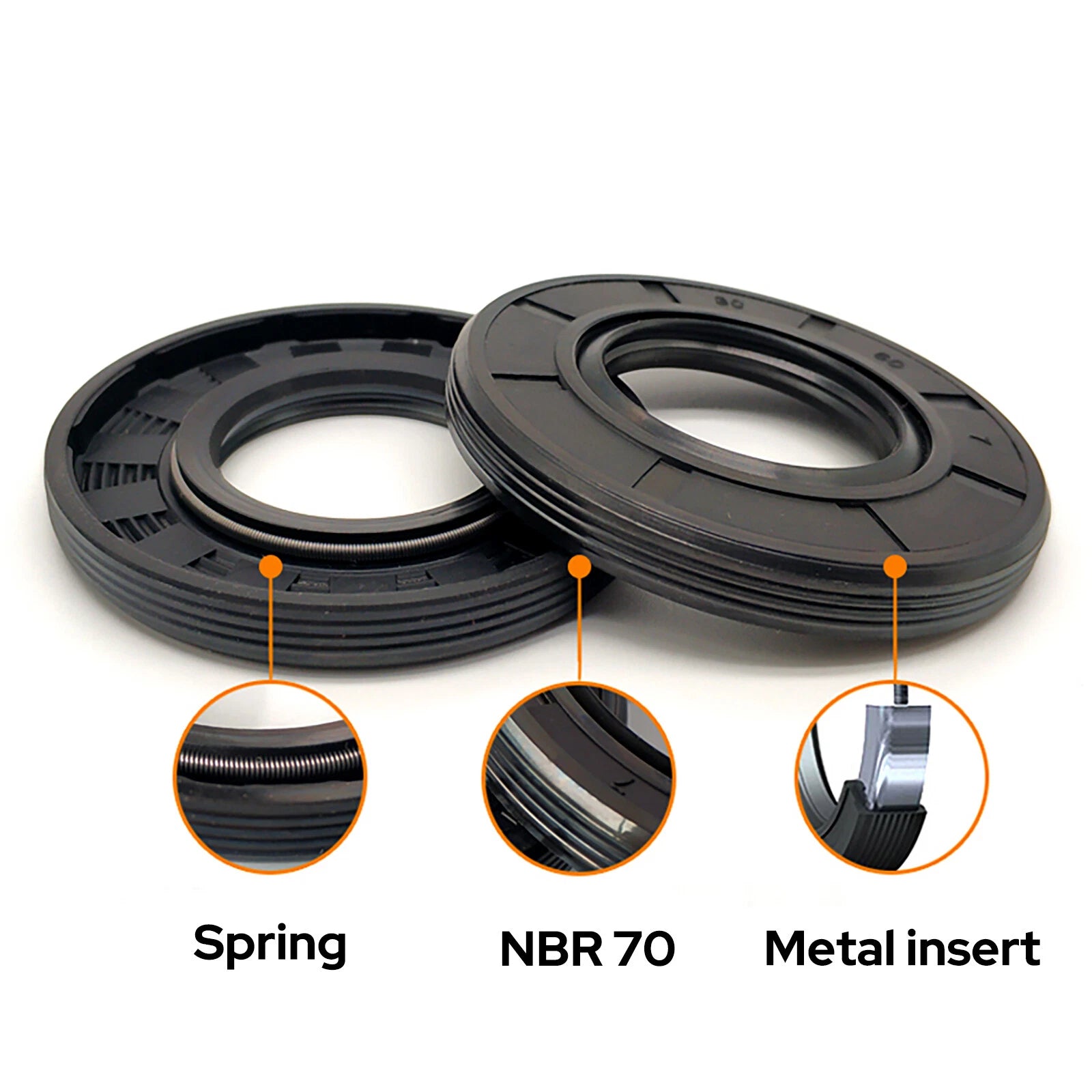 Metric NBR Oil Shaft Seal Dust Grease Seal TC Double Lip w Spring ID 15-20mm
