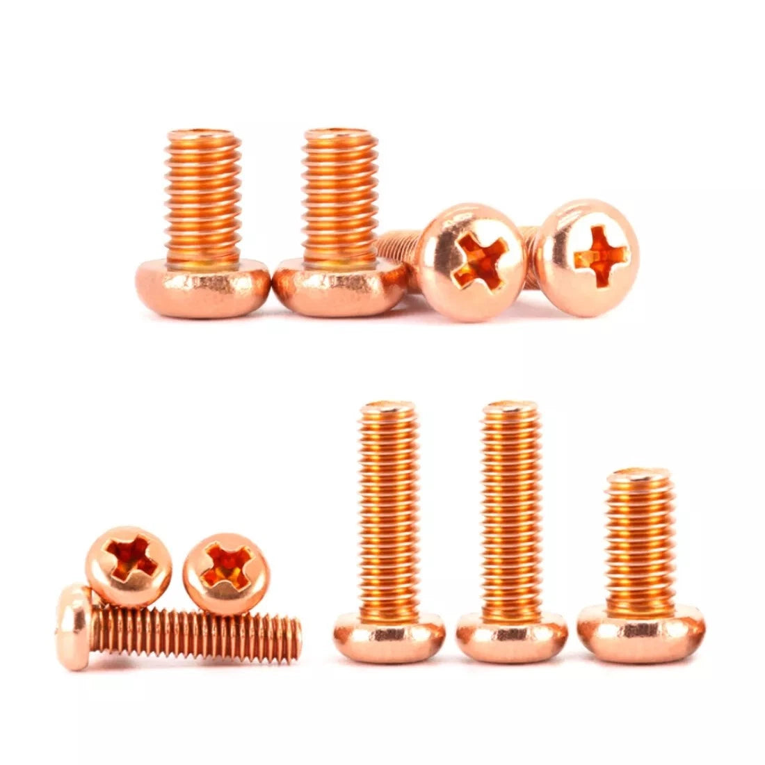 Copper Phillips Pan Head Machine Screws M2–M10, Multiple Lengths & Pack Sizes