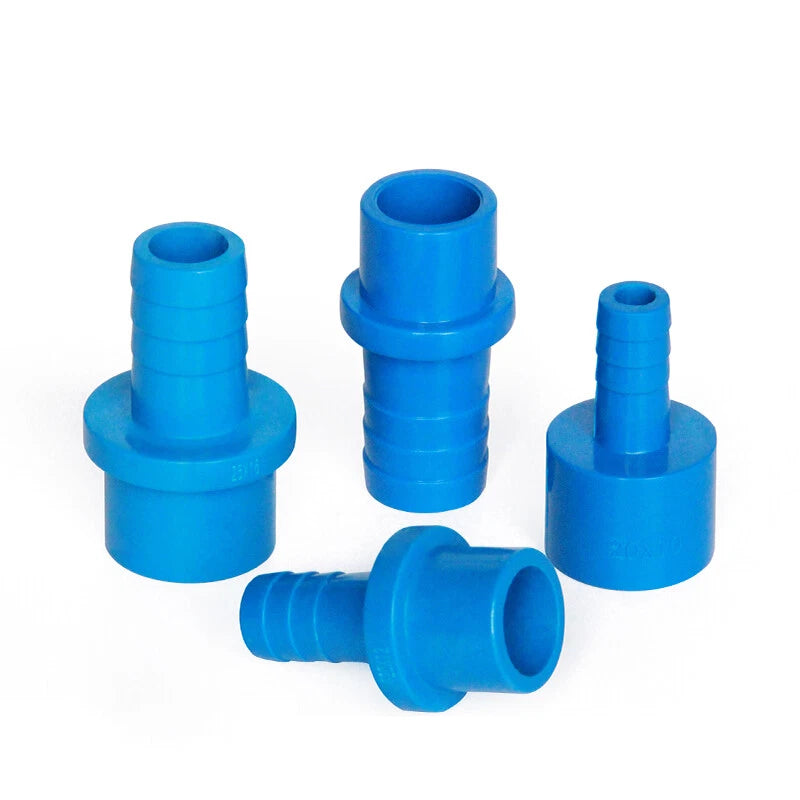Barbed Hose Tail Connector — Plastic Straight Joiner Fitting, Blue (20mm & 25mm OD)