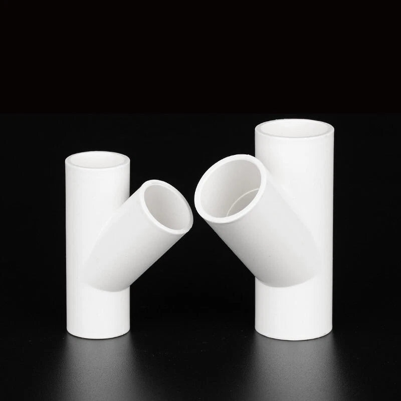 PVC 45 Degree Tee Equal 3Way Supply Pipe Fittings Adapter White Blue Grey