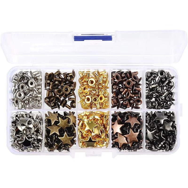 200Sets Gun Metal Star Rivets for Leather Star Rivet Studs Garment Rivets Leather Rivets Studs and Spikes for Leather Craft DIY - HomeDIYer